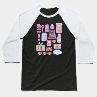 Retro 8bit Arcade Collage Baseball T-Shirt